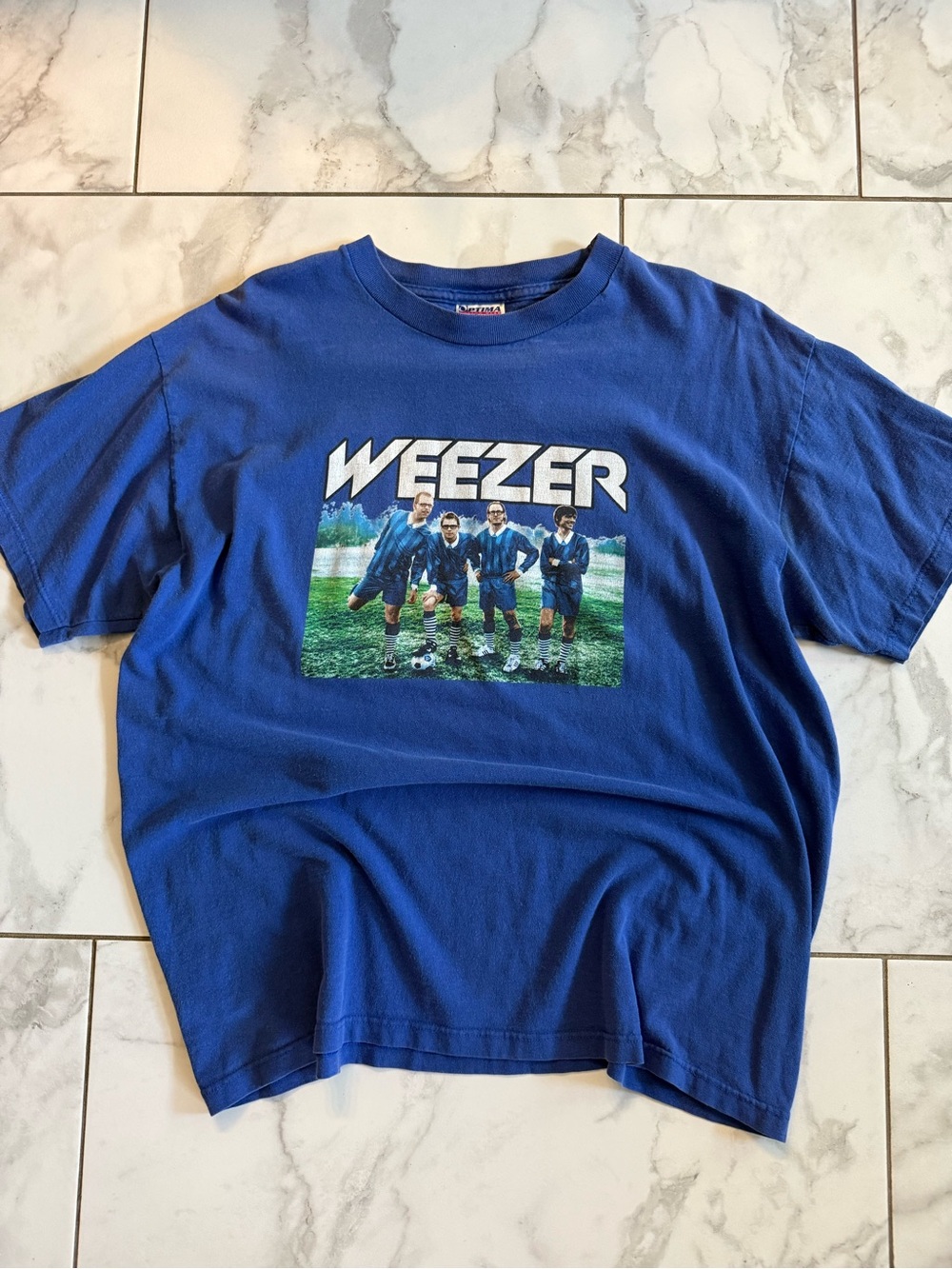 Vintage Weezer Enlightenment Tour T-Shirt 2002 Large Soccer Music Rock Band Tee